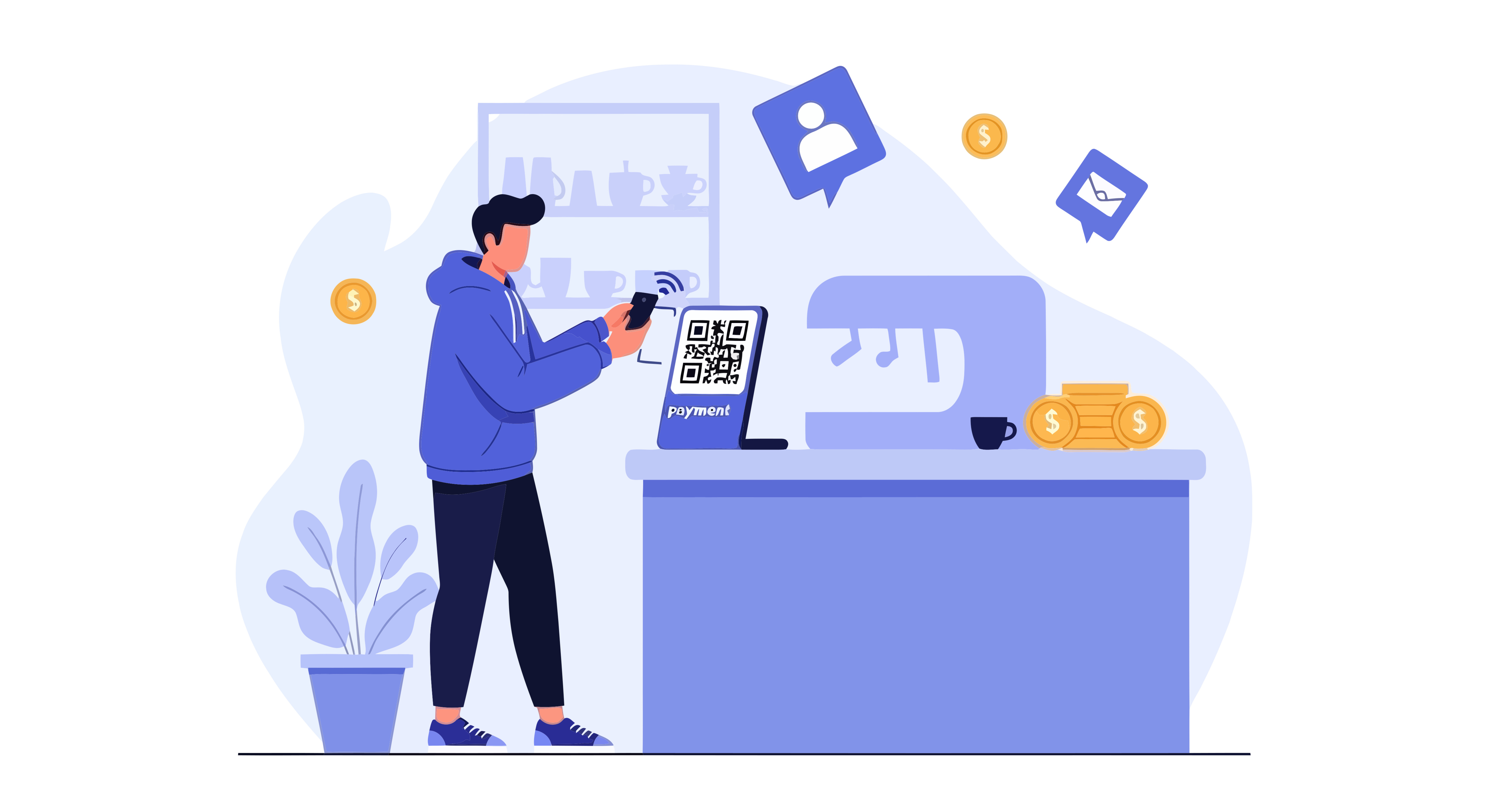 Customer scanning QR code to pay